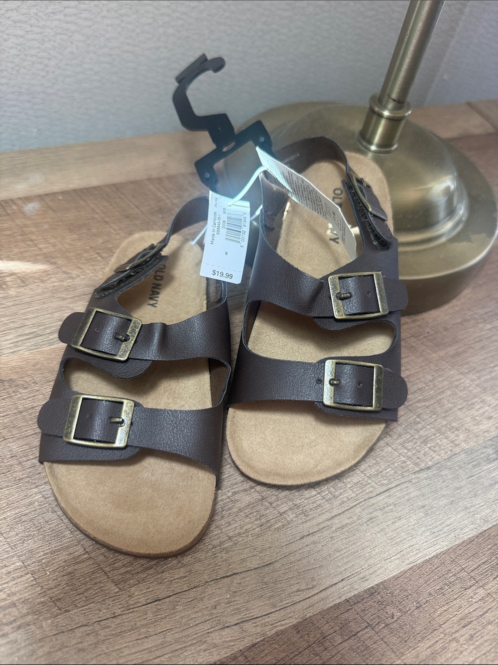Old Navy Kids Triple-Buckle Brown Faux-Leather Sandals